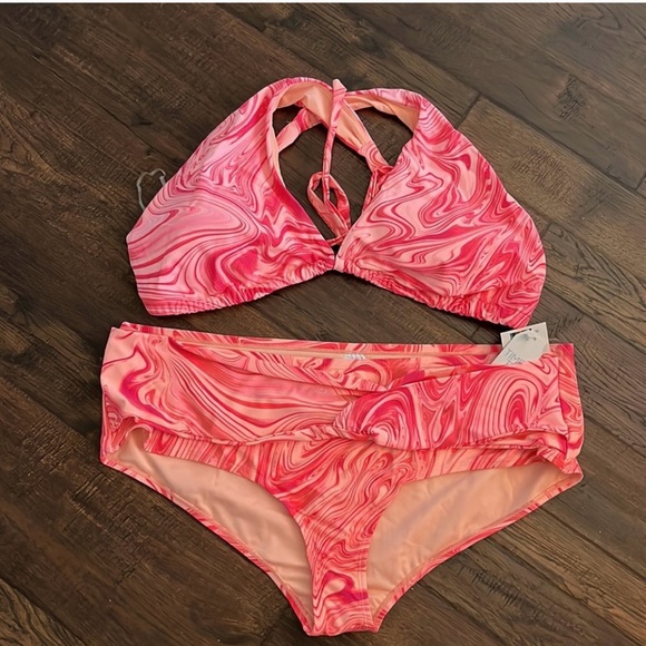 Time and Tru Women's Retro Two Piece Swimsuit Set- Plus Size 3X (24W-26W) NEW - Picture 4 of 12